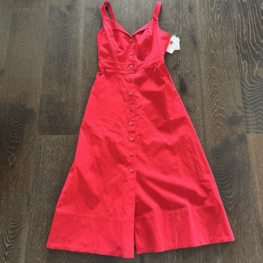 Equipment Red Button-Front Maxi Dress